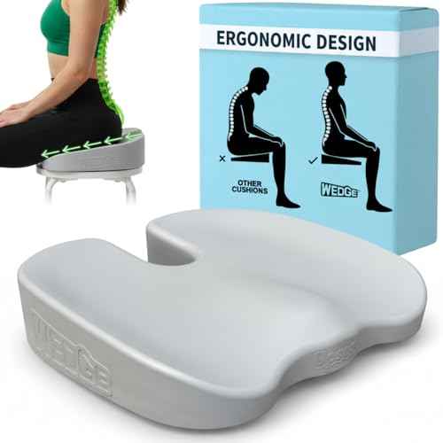 Upseat Wedge Ergonomic Seat Cushion, Made of Soft Foam, Wipeable Non-Fabric Posture Support for Office Chair ? Promotes Upright Sitting & Relieves Tailbone Pressure and Sciatica, Made in North America