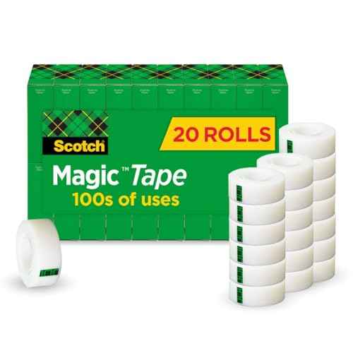 Scotch Magic Tape Refill, 3/4 inch x 1000 inches, 1-Inch Core, Invisible Matte Finish, Ideal for Office, Home, and School, 20-Pack