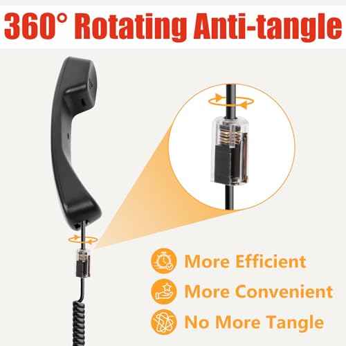 Uvital Telephone Handset Cord Detanglers, 2 Pack Landline Handset Cord Cable 10Ft Uncoiled(1.2 Ft Coiled) and 2 Pack Anti-Tangle Untangler 360 Degree Rotating Swivel Cords(Black)