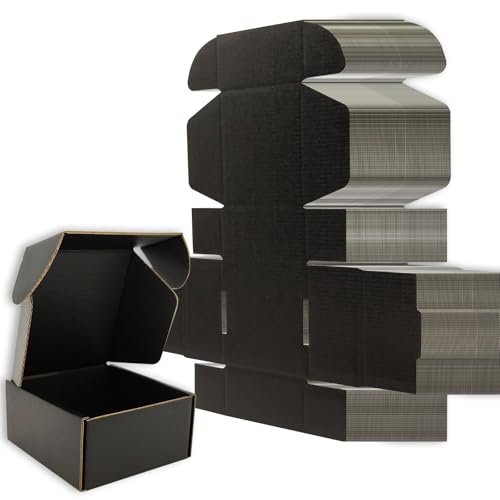 4x4x2 inches Small Shipping Boxes Set of 100 - Black Mailer Corrugated Cardboard Boxes for Shipping Packaging Mailing Products