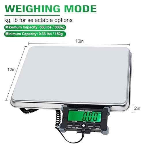 NORJIN Postal Scales 660lbs Shipping Scale, 16"X 12" Large Platform Scale, Heavy Duty Industrial Scale for Package, Battery Not Included