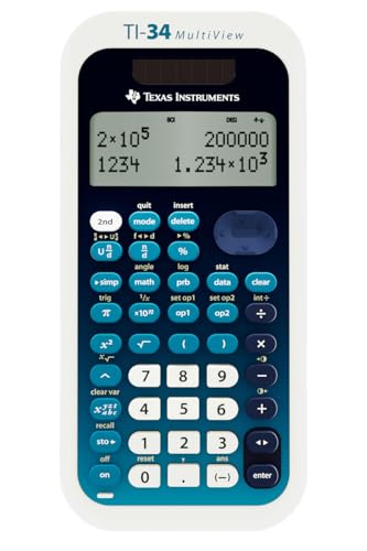 Blue Texas Instruments TI-34 MultiView Scientific Calculator for Middle School Math & Science