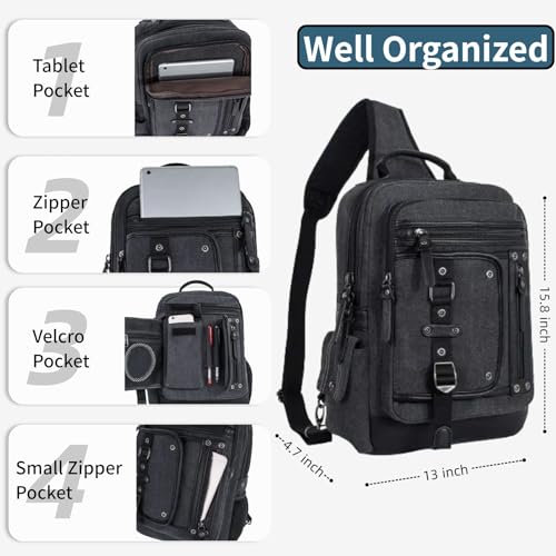 Schkleier Messenger Bag for Men Canvas Sling Bag Crossbody Backpack Laptop Shoulder Bag Hiking Daypacks Casual Tactical