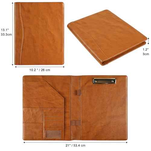 DUKE&COW Portfolio Binder - Personlized Clipboard Folio Compact Padfolio Engraved Leather Portfolio Legal Pad Holder, Ideal Padfolio for Men - Brown