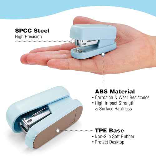 WORKPRO Mini Stapler with Staples, Blue Stapler Set Includes Two Small Staplers, One Staple Remover, 2000 Standard Staples, Lock Design, Non-Slip Base - Staplers for Desk, Classroom, Office