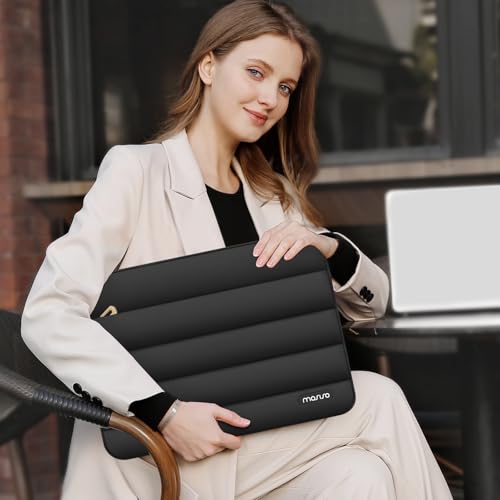 MOSISO 13.3 Inch Black Puffy Laptop Sleeve with Detachable Accessory Pouch