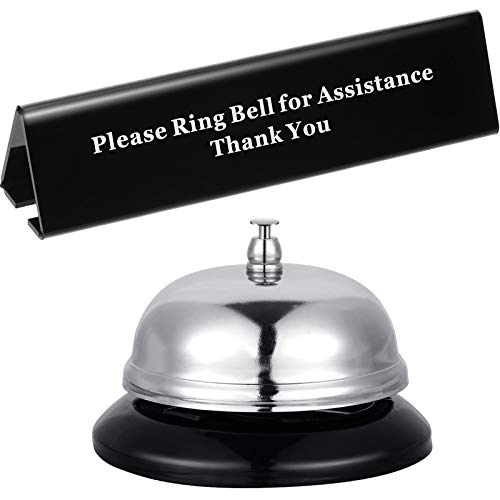 Boao Metal Desk Service Bell with Double-Sided Sign for Reception & Hotels