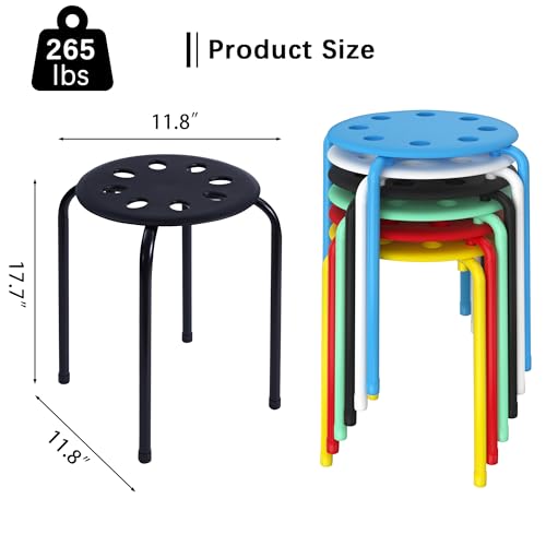 VECELO 6-Piece Colorful Stacking Stools for Classrooms – Lightweight, Stackable, 17.7" High