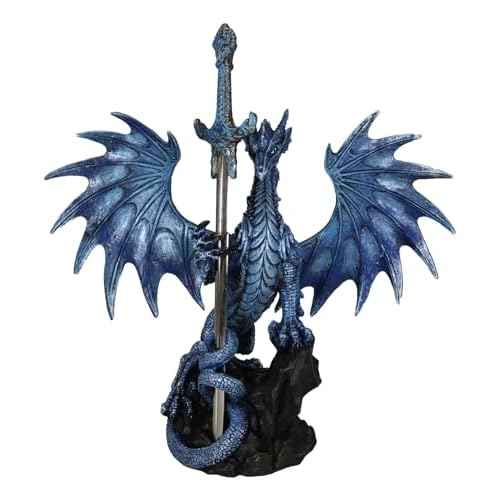 Ebros Sea Blade Ruth Thompson Dragon Statue with Letter Opener Dagger Sword 11.75" Tall Dragon Blade Series Collection Nautical Coastal Ocean Behemoth Creature Medieval Fantasy Dungeons And Dragons