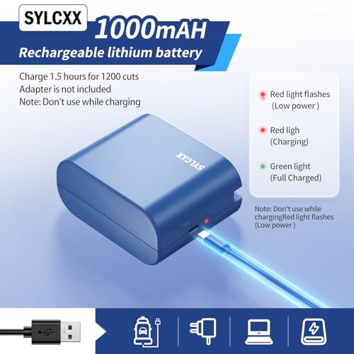 Blue Rechargeable Electric Letter Opener with Safe Cutting - Office & Home Mail Opening Tool