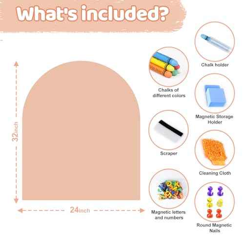 Magnetic Wall Decal 32 x 24In Arch Magnetic Chalkboard for Wall, Magnet Wall Drawing Learning for Playroom, School, Home (Light Pink
