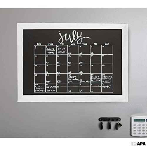 Ilyapa Rustic Wooden Magnetic Kitchen Chalkboard Sign - 20x30 Inch White Framed Wall Hanging Chalk Board for Farmhouse Decor, Wedding, Restaurant Menu