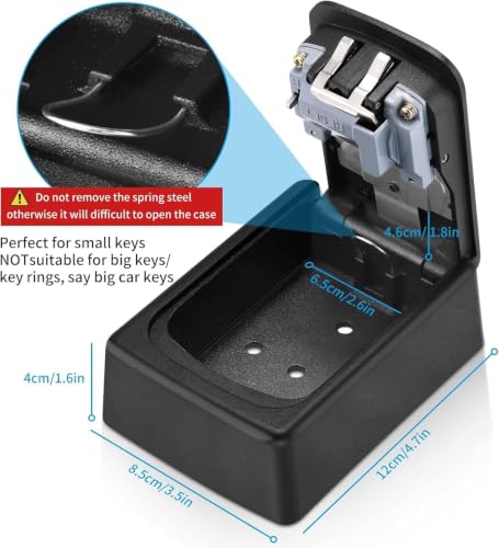 AMMIY Black Key Lock Box for Outside • 5-Key Capacity, Waterproof Outdoor Lockbox with Resettable Code