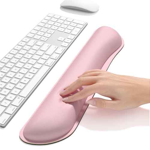 Dapesuom Enlarge Keyboard Wrist Rest, Cute Memory Foam Keyboard Wrist Cushion for Computer Desk Mats Support, Typing Pain Relief Ergonomic Mouse Pad Rests with Non-Slip Base for Gaming, Laptop, Pink