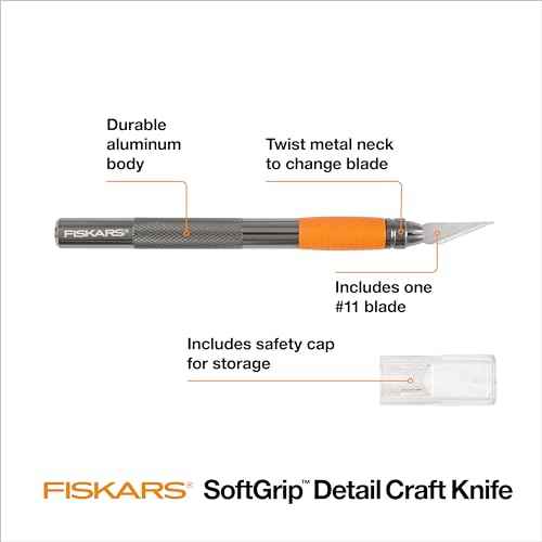 Fiskars Detail Craft Knife, Cool Gifts for Brother, Included with Protective Cover, 8", Exacto Knife for Crafting, Orange