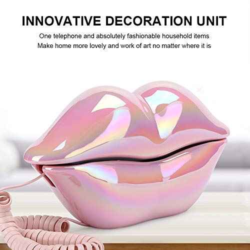 Lip Landline Phone, Electroplating Funny Lip Shape Telephone, Home Desktop Corded Fixed Telephone for Home Office Phones¡¦