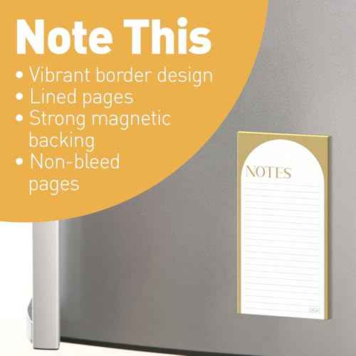 S&O Magnetic Notepads for Refrigerator 4 Pack, Sticky notes for Fridge Sets - Sticky Journals for Freezer - Magnetized memo sheets for cooler - 3.5¡± x 7¡±, 45 Pages