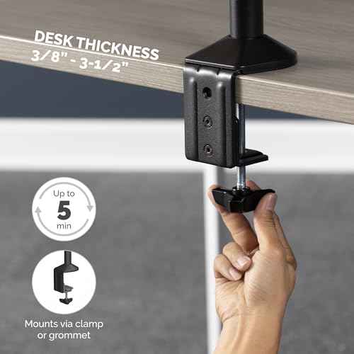 Fellowes Reflex Series Adjustable Monitor Arm for Desk, Supports 27-Inch Monitors, Ergonomic Dual Monitor Stand with VESA Mount, Easy Setup with Grommet or Clamp, 8502601-Black