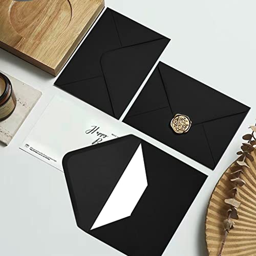 Black 5x7 Envelopes with V-Flap - 50 Pack for Invitations & Photos