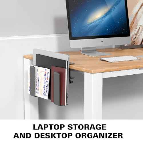 WYYHAA Adjustable Side Laptop Mount, No Drill Desk Storage Organizer, Metal Hanging Notebooks Holder, Punch-Free Clamp for MacBook Pro, Documents With Anti-Scratch Silicone