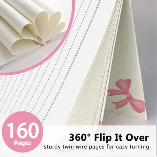Bible Journal for Women, Christian Gifts for Women Girls, Prayer Bible Study Supplies Journaling Notebook, Cute Preppy daily devotional, Coquette Pink Bow Hardcover Spiral Notebook 5.5 x 8.3