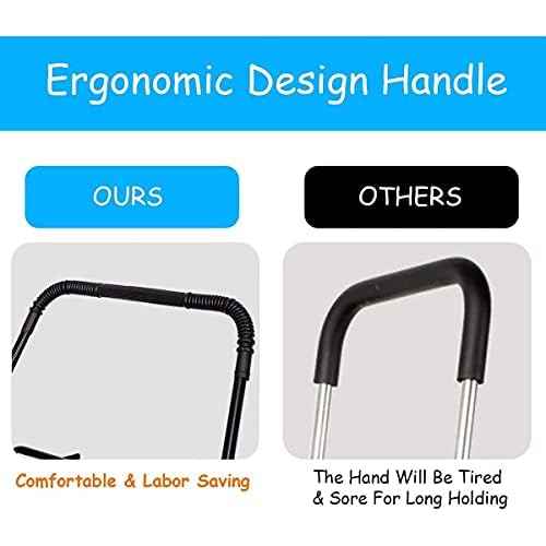 Folding Shopping Cart, Large Utility Cart Hold Up to 90 Lbs, with Double Basket, 360¡Æ Rolling Swivel Wheels, Ideal for Grocery Laundry Luggage Travel, Multiple Uses Easy to Move (Black)