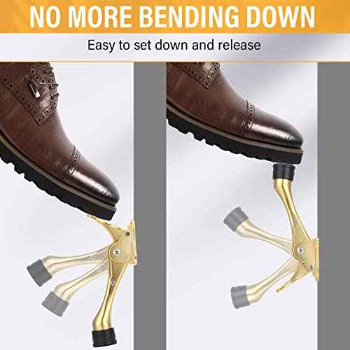 Moxweyeni 6 Pieces Heavy Duty Door Stops for Bottom of Door Metal Kickdown Doorstop with Adjustable Rubber Tips Spring Replacements Doorstop (Gold)