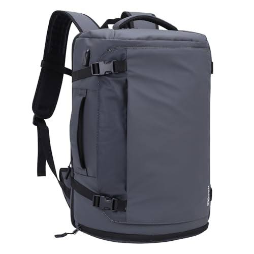 HOMIEE Travel Backpack 40L TSA Friendly Flight Approved Carry-on Luggage, Waterproof Business Computer Backpack Fits 17.3 Inch Laptop, Extra Large Weekender Bag with Shoe Compartment, Grey