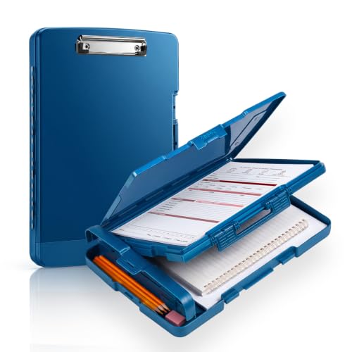 Sooez Heavy-Duty Clipboard with Storage - 8.5 x 11, Blue, Two-Level Organizer