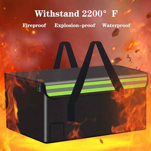 19.7"x13.8"x11.8" With support Ebike Battery Safe Bag Fireproof Charging Large Capatity for Lipo Battery Pack Storage Charging Transport, Home Office Travel Safe Storage Pouch
