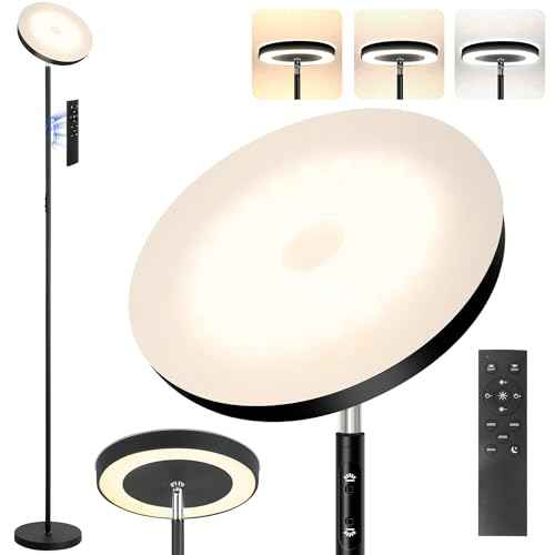 Floor Lamp, 36W/3000LM Super Bright LED Modern Tall Standing Lamp, 3 Color Temperatures Torchiere Sky Lamps, Dimmable Reading Light, Remote & Touch Control for Living Room, Bedroom, Office