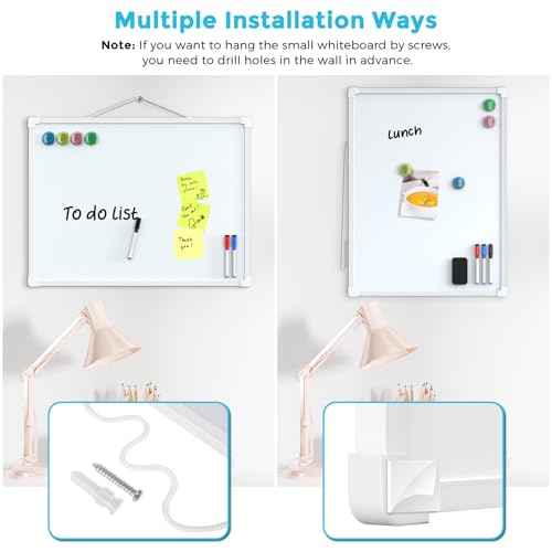 MaxGear Double-Sided Dry Erase Board for Wall, 16"x12" Hanging Whiteboard, Small Dry Erase White Board with 3 Markers&4 Magnets, Portable Whiteboard for Students - Planning, Drawing, Memo, to Do List