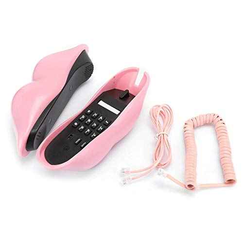 Lip Phone Landline, Plastic Phone Lip Shaped Telephone, Cute Wired Phone for Home Decor, Office, Novelty Gift for Girls