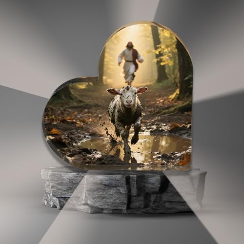 3.9 Inch Christian Jesus & Lamb Paperweight Decor - Faith-Inspired Gift for Women Men Pastor
