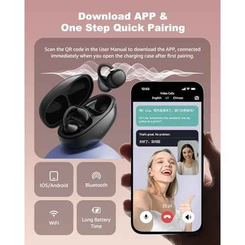 AI Translation Earbuds Real Time, 163 Languages & Accents Translator Ear Buds Aud?fonos Traductores Ingl?s Espa?ol Open Ear Earbuds Wireless Headphones for Travel Business Learning
