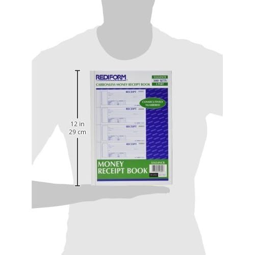 Rediform Receipt Book, Hard Cover, Carbonless Duplicate Forms, 11" x 7.75", 300 Numbered Sets (S1654N-CR) (S1654NCR)