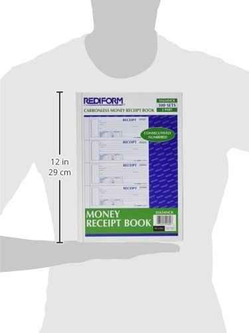 Rediform Receipt Book, Hard Cover, Carbonless Duplicate Forms, 11" x 7.75", 300 Numbered Sets (S1654N-CR) (S1654NCR)
