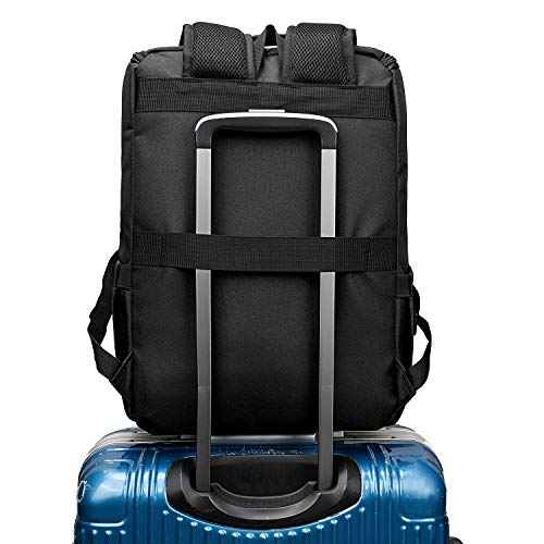 YALUNDISI Black Vintage Laptop Backpack with USB Charging Port for Women & Men, Fits 15.6 Inch