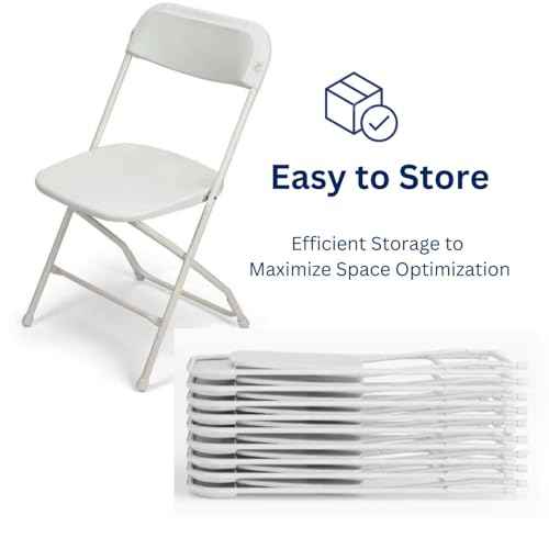 White Folding Chairs 10-Pack,Portable Events Chairs, Plastic Folding Chair, Stylish 650 lb Capacity for Party, School and Church