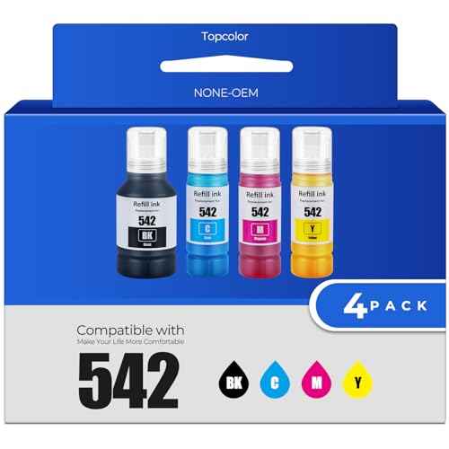 542 Ink Refill Bottles ET-5150 ET-5170 ET-5850 ET-5800 ET-16650 Replacement for 542 Ink Refill Bottles Work with ET-5150 ET-5170 ET-5180 ET-5800 ET-5850 ET-5880 ET-16600 ET-16650 Printer