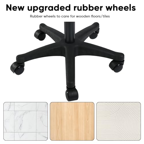 LIMKOMES Black Ergonomic Adjustable Under Desk Footrest Ottoman with Wheels