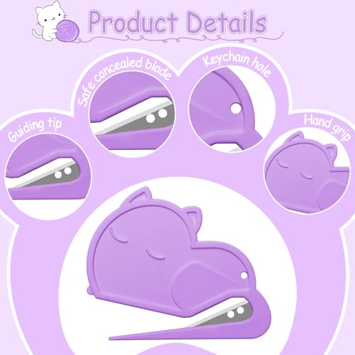 Luxiv 6 Pack Cat-Shaped Letter Openers Mini Envelope Slitter Tools Safe & Colorful