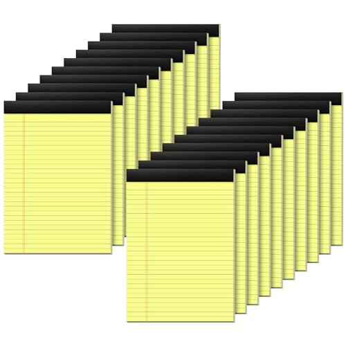 Legal Pads 8.5 x 11 Wide Ruled Notepads 20 Pack 30 Sheets Perforated Double-Sided Printing Yellow Notepads Lined Pad Letter Size Writing Pads 70gsm Recycled Paper Legal Ruled Universal Writing Pad