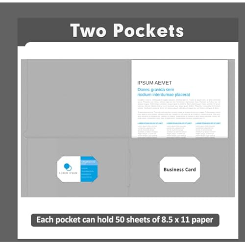 Two Pocket Folders, PANDRI 50 Pack 2 Pocket Folders, Letter Size Paper File Folder for School Office Home Business, Gray