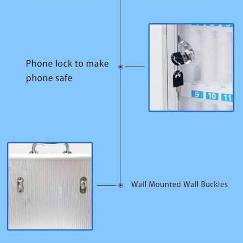 Cell Phone Locker 24 Slots Cell Phones Storage Cabinet - Secure Wall Mount & Desk Stand, Aluminum Alloy Lockable Storage Cabinet for Classroom, Office, Gym | Numbered Compartments