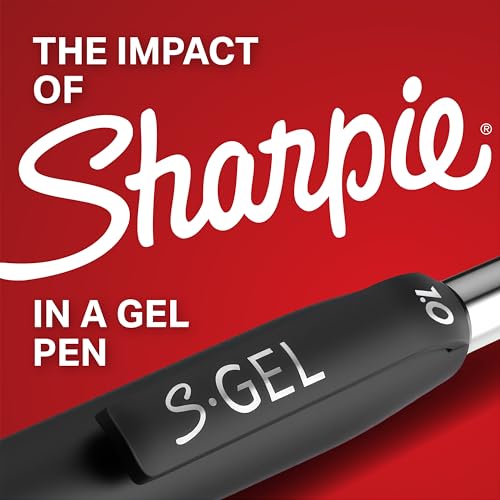 Sharpie S-Gel Gel Pens Black Barrel 12 Count Medium Point (0.7mm) - Smooth, Vivid Writing