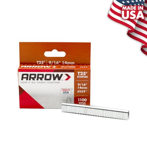Arrow 259 T25 Staples for Low Voltage Wires & Cables 9/16 Inch, 1100 Count