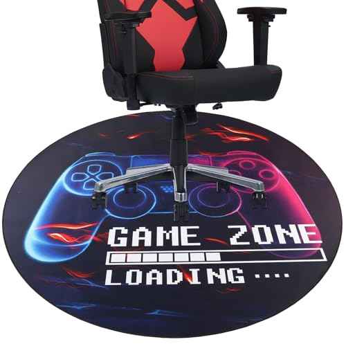 Gaming Chair Mat for Hardwood Floor,Round Non-Slip Controller Design Office Chair Mats,Durable Hard Floor Protector Game Rug,Computer Chair Mat for Home Office Gaming Room 47in