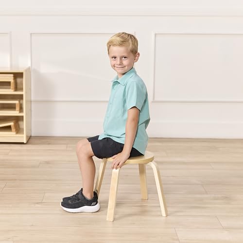 ECR4Kids Bentwood Stackable Stools 12in Seat Height - Natural, 6-Piece