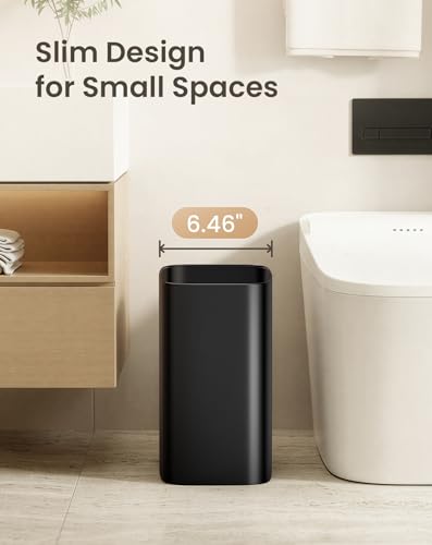Cesun Black 3.4 Gallon Small Bathroom Trash Can, Under Sink Wastebasket